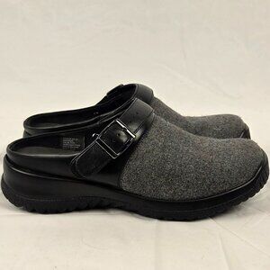 Drew Savannah 17100 Women’s Slip-On Clog – Gray Wool & Black Faux Leather
